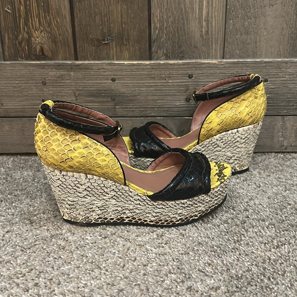 Derek Lam Bristol Python Colorblock Open-Toe Wedge - image 2